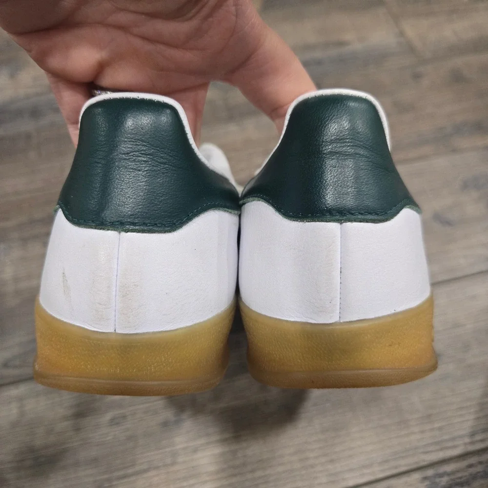 Adidas Gazelle White Green Black Gum Sole Leather Sneakers IE2957 Womens 8.5